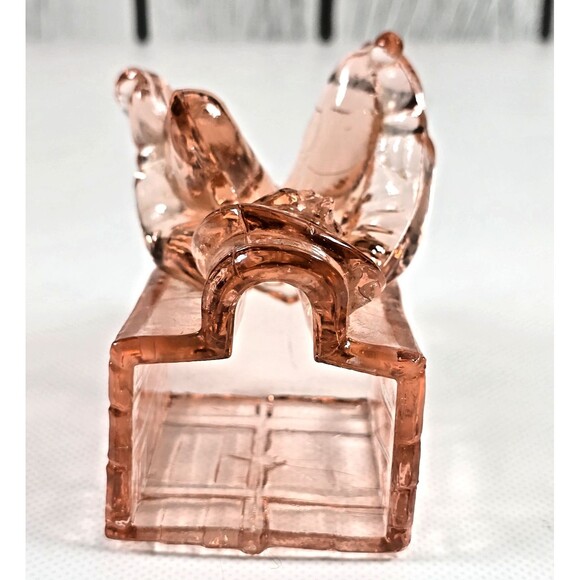 Vallerysthal Pink Glass Kneeling Boy with Basket Toothpick Matchbox Holder - Picture 10 of 12